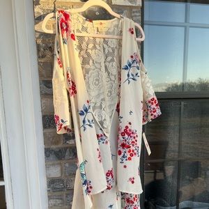 Wishful Park Floral Lace Cold-Shoulder Kimono - NWT